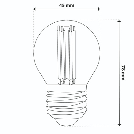 6x LED žiarovka E27 guľka P45 2,2W 470lm = 40W 2700K teplá biela 360° Filament CLASS A LUMILED