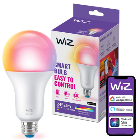 LED žiarovka E27 A80 18,5W = 150W 2452lm 2200-6500K RGB + TW Smart SMART WiFi Bluetooth App WiZ