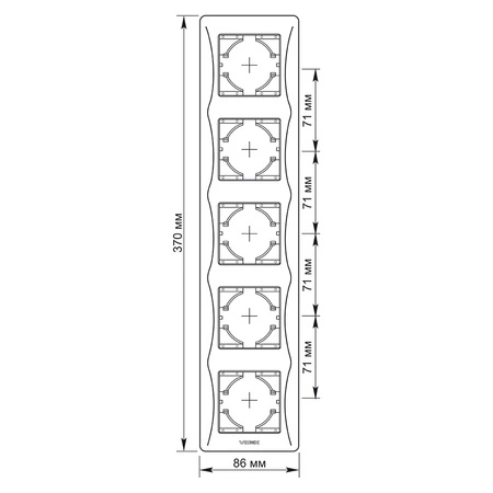 Horizontálny rám pre zásuvky Päťnásobná povrchová montáž Biela BINERA VIDEX