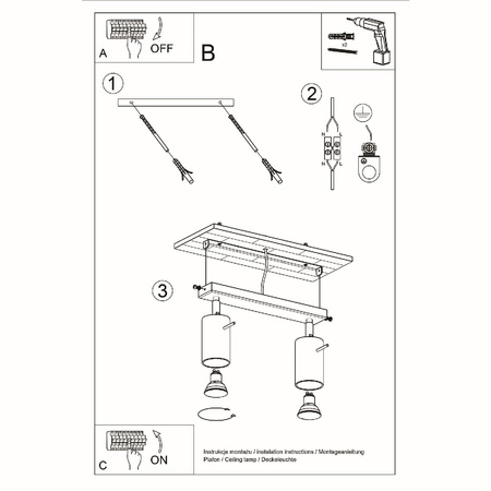 SPOT TUBA Povrchová montáž Reflektor 2x GU10 Tubular Black Moderné kruhové stropné svietidlo Sollux