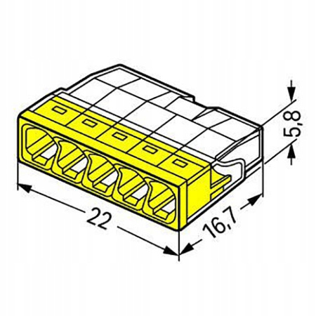 Montážna armatúra rýchlospojka 5x0,5-2,5 mm Kocka na kábel