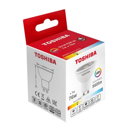 LED žiarovka GU10 7W = 76W 560lm 3000K teplá biela TOSHIBA reflektor