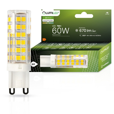 LED žiarovka G9 kapsula 7W = 60W 670lm 4000K neutrálna biela 360° LUMILED