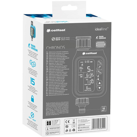 Elektronický časovač Digitálny programátor zavlažovania záhrady Chronos IDEAL CELLFAST