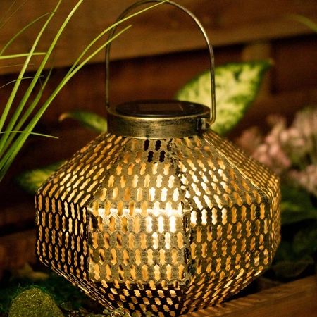 LED solárne svietidlo záhradné vlákno LATARENKA prívesok kov meď