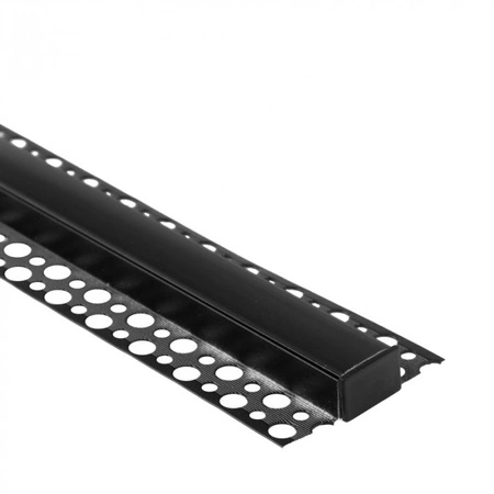 Hliníkový LED profil pre sadrokartón REGIPS široký pod dlaždice čierny 1m s čiernym tienidlom pre LED pásy + krytky GNS Ecolight