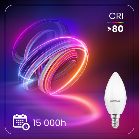 6x LED žiarovka E14 Candle B35 5W = 40W 470lm 6500K studená biela 180° LUMILED