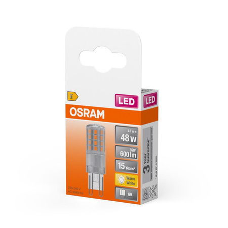 LED žiarovka G9 4,5W = 48W 600lm 2700K teplá biela 320° LED PIN Osram