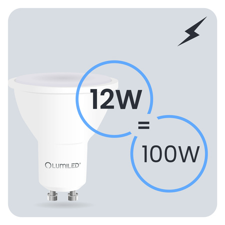 10x LED GU10 reflektor PAR16 12W = 100W 1320LM 3000K, teplá biela 120° LUMILED