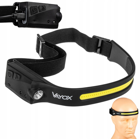 LED dobíjacia baterka COB+XPE 350lm IPX4 so senzorom pohybu 5 režimov VAYOX