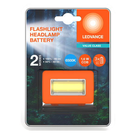 LED hlavová baterka 1,6W 80lm 6500K studená biela oranžová baterka Ledvance