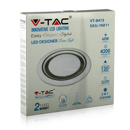 LED stropné svietidlo 60W CCT 3v1 4200lm Stmievateľné + zmena farby s diaľkovým ovládaním Diamantový efekt VT-8473 V-TAC