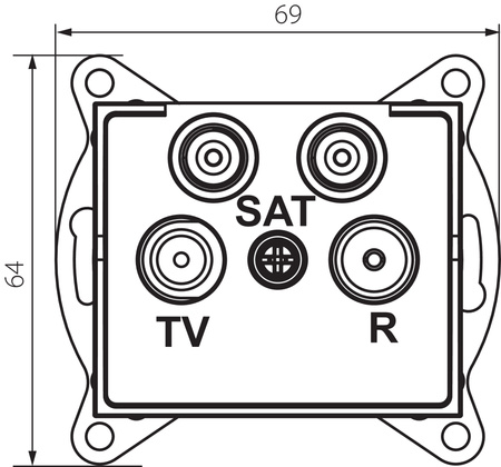 TV-2xSAT svorkovnica štvorcová grafitová LOGI Kanlux