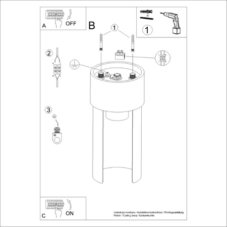Stropné svietidlo na povrchovú montáž 1x E27 White Flash Blue Sapphire SL.1673 Sollux