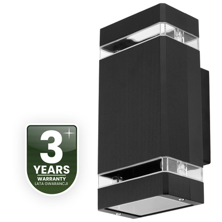 Záhradné nástenné svietidlo zhora nadol GU10 čierne hliníkové HEDERA LUMILED