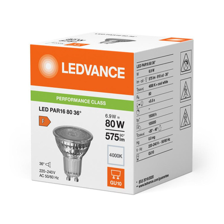 LED žiarovka reflektor GU10 PAR16 6,9W = 80W 575lm 4000K neutrálna biela 36° Ledvance