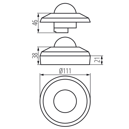 PIR senzor pohybu 20m 360° vnútorný povrchový čierny SENTO KANLUX