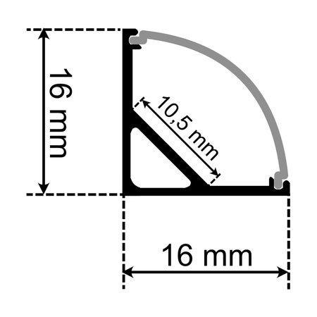 Hliníkový rohový profil pre LED KM55 Silver Povrchová montáž 2m