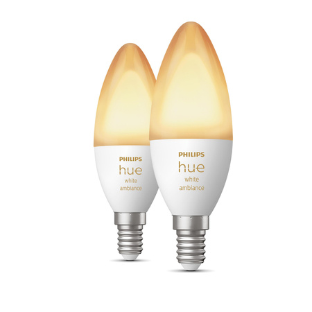 2x LED žiarovka E14 sviečka B39 5,2W = 40W 470lm 2200-6500K CCT SMART Smart Bluetooth ZigBee White Ambiance Philips HUE
