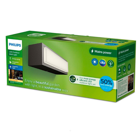 Záhradné nástenné svietidlo Vonkajšie fasádne svietidlo LED 3,8 W 800 lm 2700 K antracit Stratosphere Ultra Efficient Philips