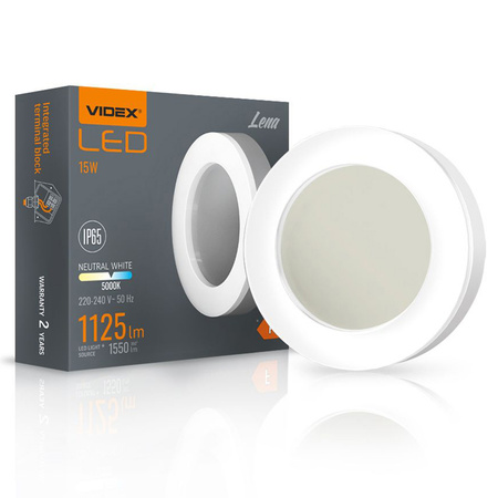 Vonkajšia lampa LED Plafon 15W 1600lm 5000K studená biela Videx