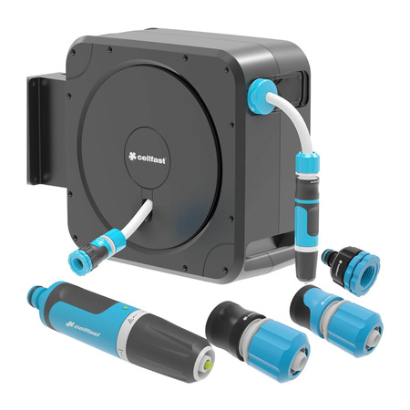 Automatický záhradný hadicový bubon s 20 m koncovkami + zavlažovacia súprava ERGO CELLFAST