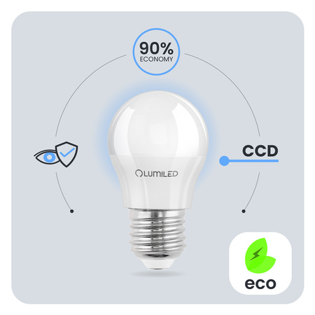 6x LED žiarovka E27 P40 8W = 60W 806lm 6500K studená biela 180° LUMILED