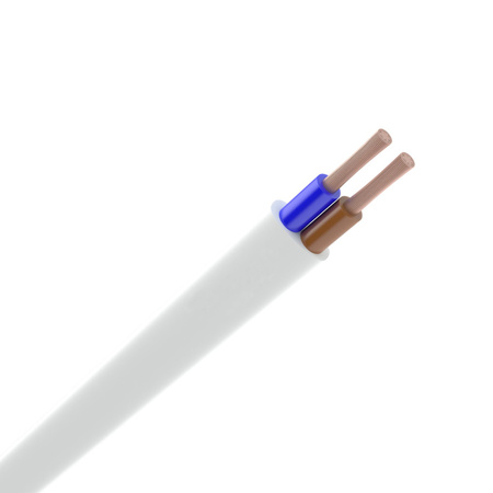 Elektrický kábel Plochý kábel OMYp 300/300V 2x0,75mm BIELY 1m