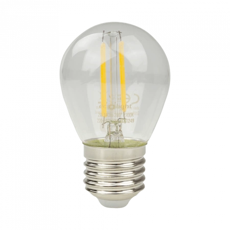 LED žiarovka guľka P45 E27 2W 240lm 2700K teplá biela FILAMENT Ecolight