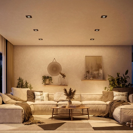 LED GU10 zapustená zapustená montáž hliníkový štvorcový čierny peridot Philips