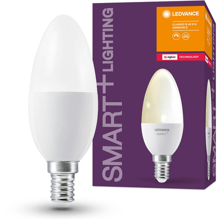 LED žiarovka E14 Traditional 4,9W = 40W 470lm 2700K teplá biela Dimmable SMART+ ZigBee Classic Ledvance