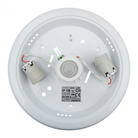 Stropné svietidlo LED Plafond 2x E27 Glass Round so senzorom pohybu a súmraku Ecolight