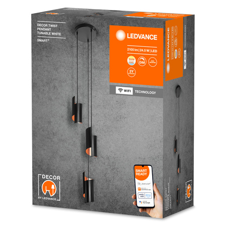 LED stropné závesné svietidlo 24,5 W 1200 lm CCT stmievateľné čierne SMART+ WiFi Twist Ledvance