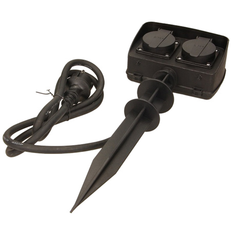 Záhradná zásuvka 2x2P+Z Dvojitá s klapkou s uzemňovacou klapkou s uzemňovacou zástrčkou IP44 Kábel 1,5m ORNO