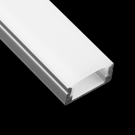 Hliníkový profil pre LED KM36 Silver Povrchová montáž 2m + Mliečny kryt + Koncové krytky
