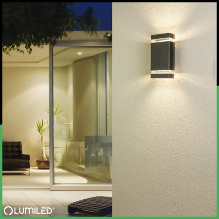 Záhradné nástenné svietidlo zhora nadol GU10 čierne hliníkové HEDERA LUMILED