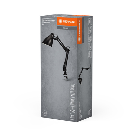 Stolná lampa Stolné svietidlo Stojanový klip Nastaviteľný E27 Čierny USB-C Kancelárska linka Ledvance