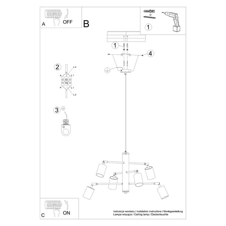 Stropné závesné svietidlo 6x GU10 Tubular Luster Black Moderné svietidlo Lemmi Sollux