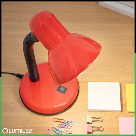Nastaviteľná stolová lampa SARA Školské nočné svetlo E27 Červené LUMILED