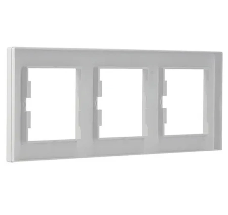 Vodorovný 3gangový rám pre trojzásuvku biely ASFORA