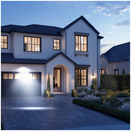 Vonkajší LED reflektor záhradný 20W 1600lm 6500K studený 120° so senzorom pohybu a súmraku IP65 čierny MHC Kobi