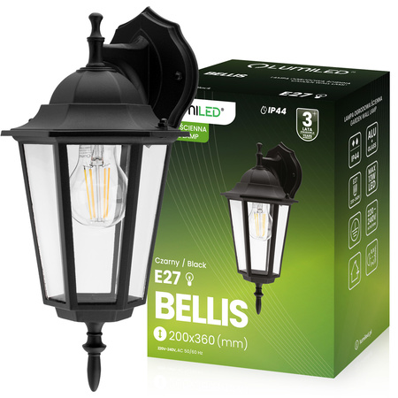Záhradné vonkajšie svietidlo E27 čierne BELLIS LUMILED