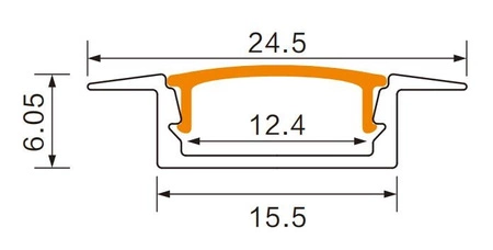 Hliníkový zapustený LED profil čierny 2 m s matným difúzorom pre LED pásy + krytky Ecolight série P