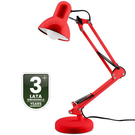 Stolová kresliaca lampa E27 TOBI Red Lumiled + stolový držiak