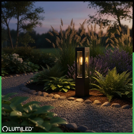 Vonkajšie záhradné svietidlo Hliníkové čierne svietidlo E27 IP44 PIPE 50cm TILIA LUMILED