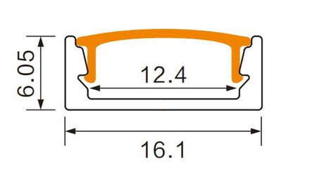 Hliníkový povrchový profil LED čierny 2 m s matným difúzorom pre LED pásy + krytky Ecolight série N