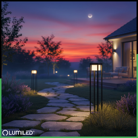 LED 12W 3000K 60cm čierna QUERCUS LUMILED Vonkajšia stojaca záhradná lampa