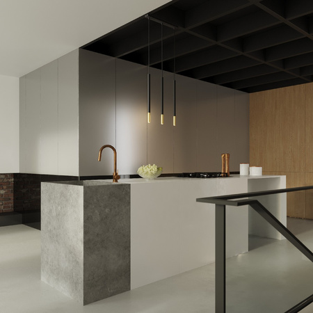 Závesné stropné svietidlo Tuba 3x G9 Tubular Overhang Black Gold Modern Mosaic Sollux