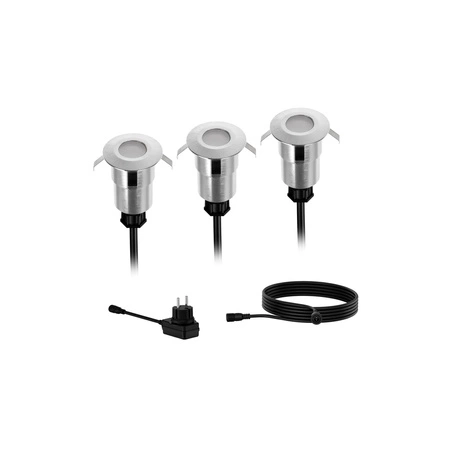 3x LED zemná lampa 1W 180lm 2700K Silver + napájací zdroj Spore Philips