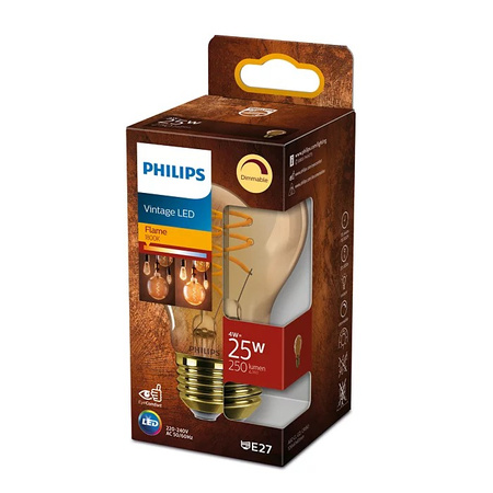 LED žiarovka E27 A60 4W = 25W 250lm 1800K teplá biela Filament Amber PHILIPS Stmievateľná